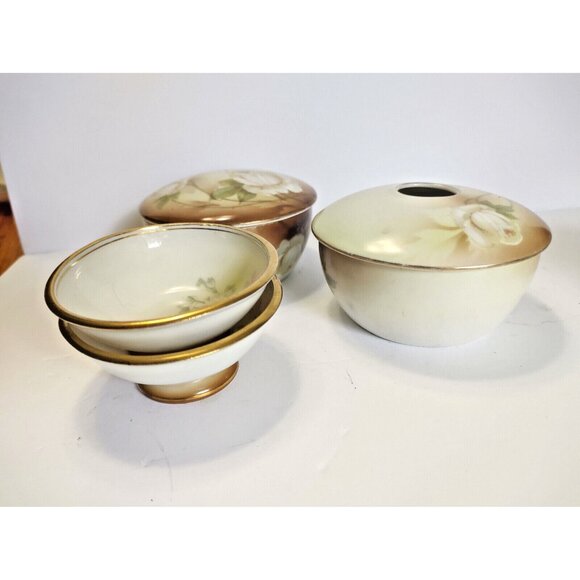 Vintage R S Germany Porcelain Hair Receiver "Set" Hand Painted 1930's - Picture 6 of 11